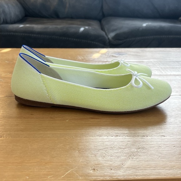 Rothy's The Ballet Flat Chartreuse Green Knit Bow Flats Women's 9.5 Twee Spring - Picture 6 of 7